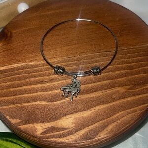 Silver Piano Charm Bracelet